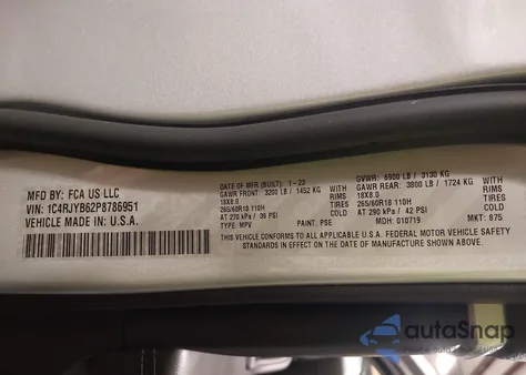 2023 Jeep Grand Cherokee 4Xe z USA, uszkodzony, nr VIN 1C4RJYB62P8786951